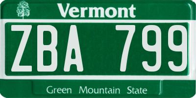 VT license plate ZBA799