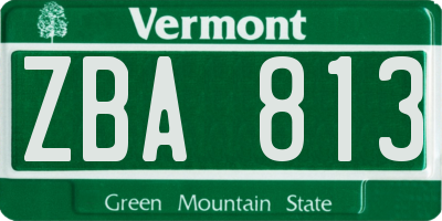 VT license plate ZBA813
