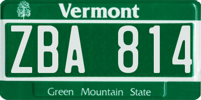 VT license plate ZBA814