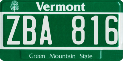 VT license plate ZBA816