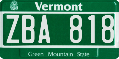 VT license plate ZBA818