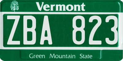 VT license plate ZBA823