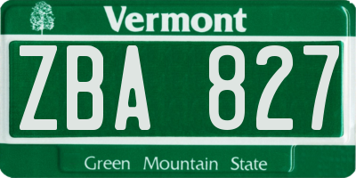 VT license plate ZBA827