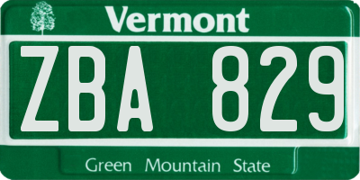VT license plate ZBA829