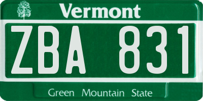 VT license plate ZBA831
