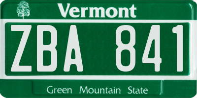 VT license plate ZBA841