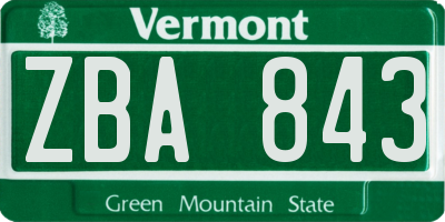 VT license plate ZBA843