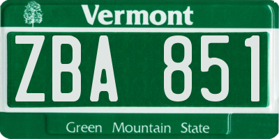 VT license plate ZBA851