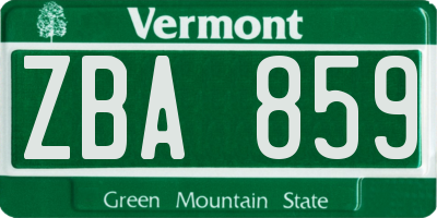 VT license plate ZBA859
