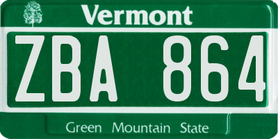 VT license plate ZBA864