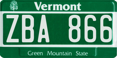 VT license plate ZBA866
