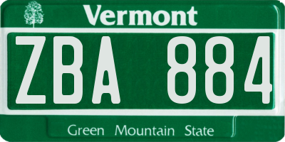 VT license plate ZBA884