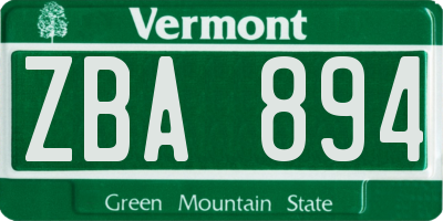 VT license plate ZBA894