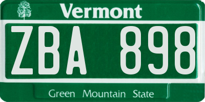 VT license plate ZBA898