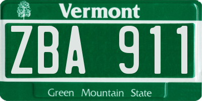 VT license plate ZBA911