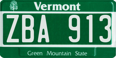 VT license plate ZBA913