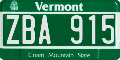 VT license plate ZBA915