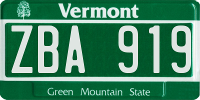 VT license plate ZBA919