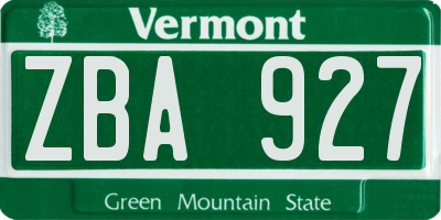VT license plate ZBA927