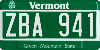 VT license plate ZBA941