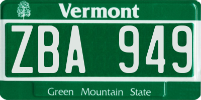 VT license plate ZBA949