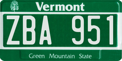VT license plate ZBA951