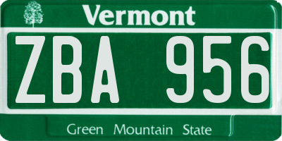 VT license plate ZBA956