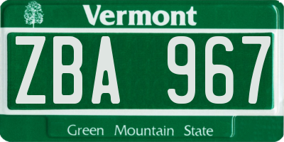 VT license plate ZBA967