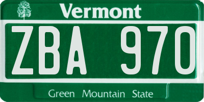 VT license plate ZBA970