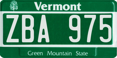 VT license plate ZBA975
