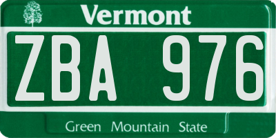 VT license plate ZBA976