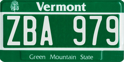 VT license plate ZBA979