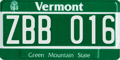 VT license plate ZBB016