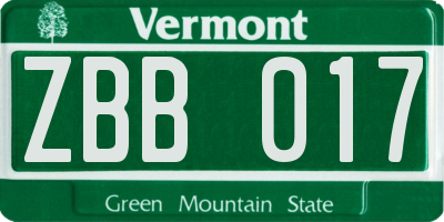 VT license plate ZBB017