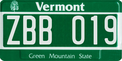 VT license plate ZBB019