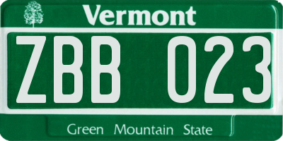 VT license plate ZBB023