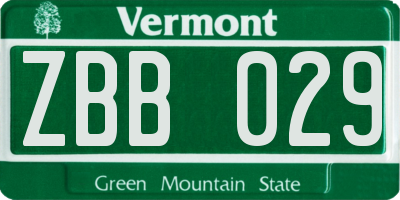 VT license plate ZBB029