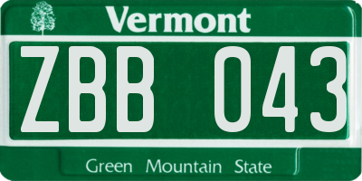 VT license plate ZBB043