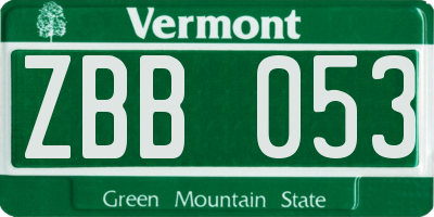 VT license plate ZBB053