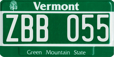 VT license plate ZBB055