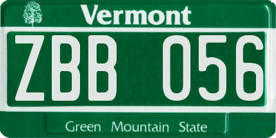 VT license plate ZBB056