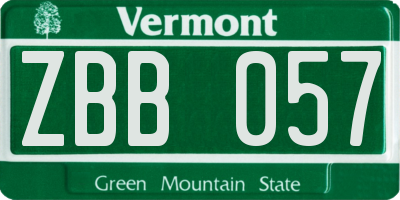 VT license plate ZBB057