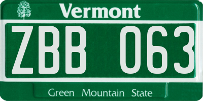 VT license plate ZBB063