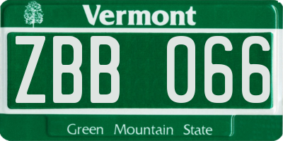 VT license plate ZBB066