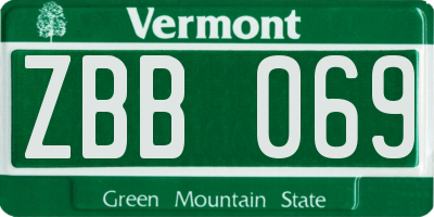 VT license plate ZBB069