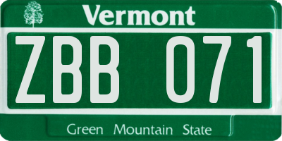 VT license plate ZBB071