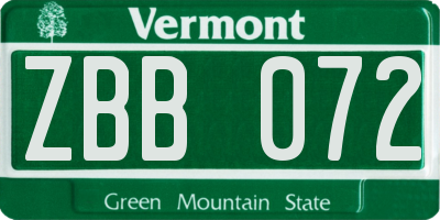 VT license plate ZBB072