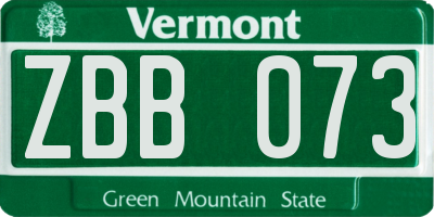 VT license plate ZBB073