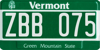 VT license plate ZBB075