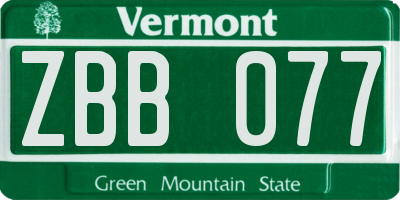 VT license plate ZBB077